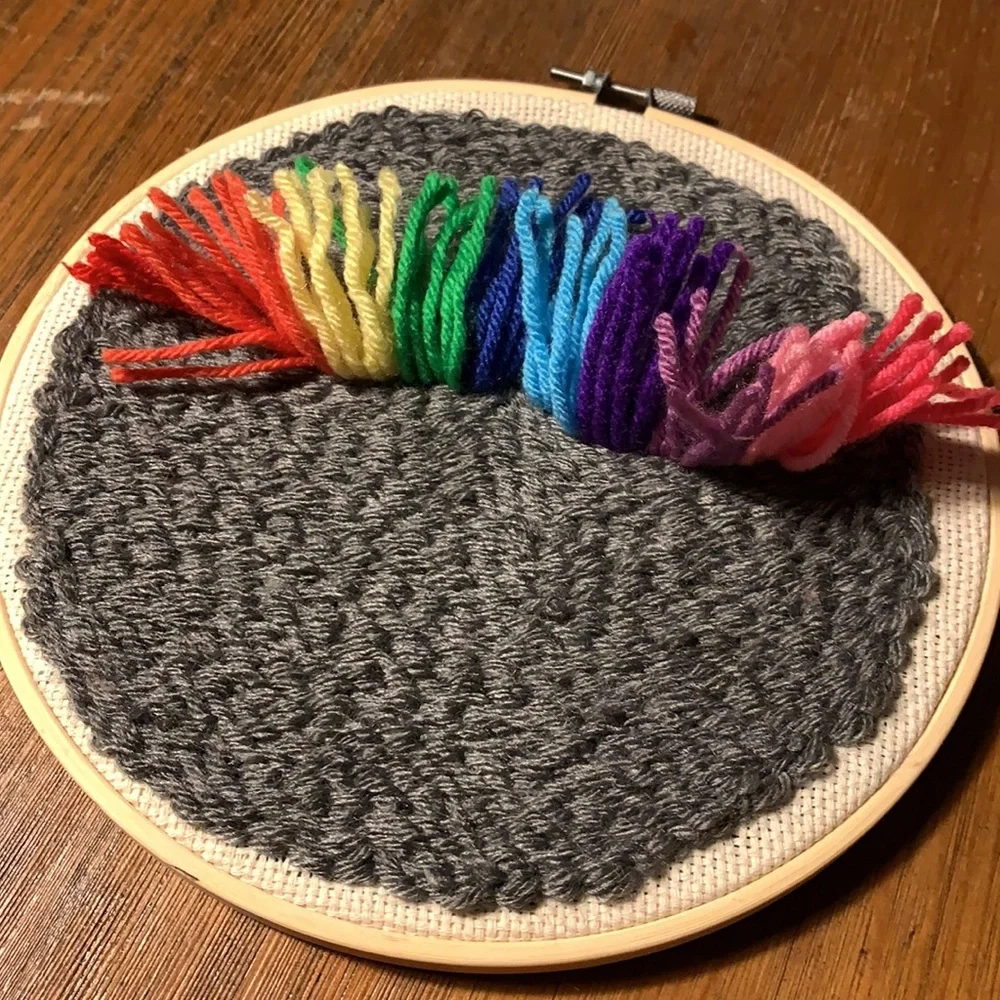 Rainbow lashes, punch needle wall art!!